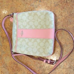 Tan/pink coach crossbody